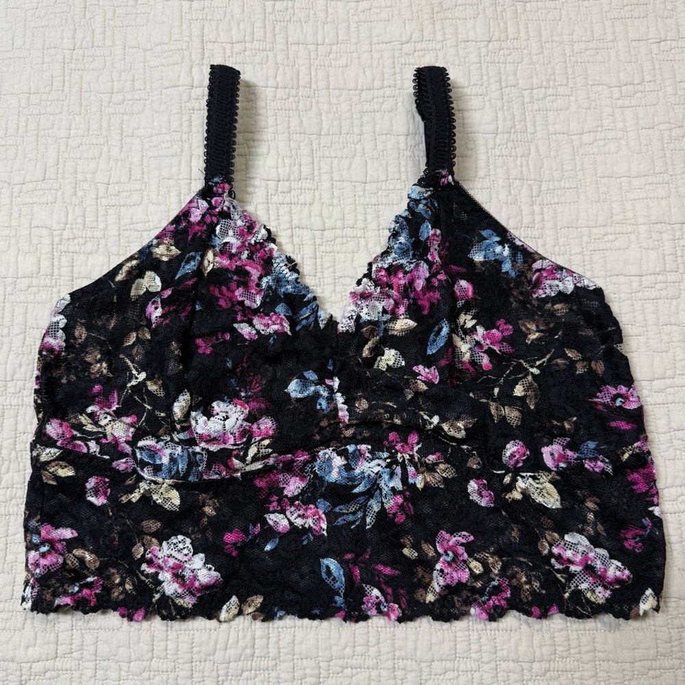 Torrid Black Floral Lace Bralette Size 1X Adjustable Straps